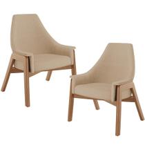 Kit 02 Poltronas Decorativa Para Sala de Estar Sakura L02 Linho Bege Escuro - Lyam Decor Kit 02 Poltronas Decorativa Para Sala de Estar Sakura L02 Linho Bege Escuro - Lyam Decor