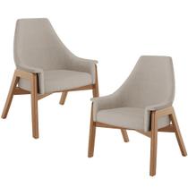 Kit 02 Poltronas Decorativa Para Sala de Estar Sakura L02 Linho Bege - Lyam Decor Kit 02 Poltronas Decorativa Para Sala de Estar Sakura L02 Linho Bege - Lyam Decor