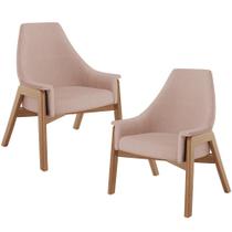 Kit 02 Poltronas Decorativa Para Sala de Estar Sakura L02 Linho Rosê - Lyam Decor Kit 02 Poltronas Decorativa Para Sala de Estar Sakura L02 Linho Rosê - Lyam Decor