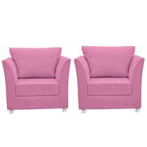 Kit 02 Poltronas Decorativa para Sala e Quarto Lisboa Suede Rosê