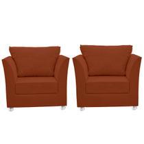 Kit 02 Poltronas Decorativa para Sala e Quarto Lisboa Suede Terracota