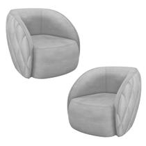 Kit 02 Poltronas Decorativa Para Sala Living Olimpo M03 Veludo Cinza Claro Lyam Decor Kit 02 Poltronas Decorativa Para Sala Living Olimpo M03 Veludo Cinza Claro Lyam Decor