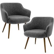 Kit 02 Poltronas Decorativa Pés Palito Jade C06 Linho Chumbo D-469 - Lyam Decor Kit 02 Poltronas Decorativa Pés Palito Jade C06 Linho Chumbo D-469 - Lyam Decor