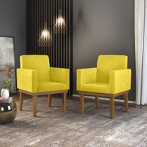 Kit 02 Poltronas Decorativa Reforçada Oferta Amarelo