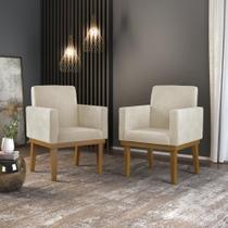 Kit 02 Poltronas Decorativa Reforçada Oferta Bege Kit 02 Poltronas Decorativa Reforçada Oferta Bege