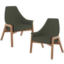 Kit 02 Poltronas Decorativa Sakura L02 Linho Verde Musgo - Lyam Decor Kit 02 Poltronas Decorativa Sakura L02 Linho Verde Musgo - Lyam Decor