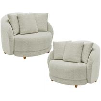 Kit 02 Poltronas Decorativa Sala De Estar Base Fixa De Madeira Witta M03 Bouclê Bege Claro Kit 02 Poltronas Decorativa Sala De Estar Base Fixa De Madeira Witta M03 Bouclê Bege Claro