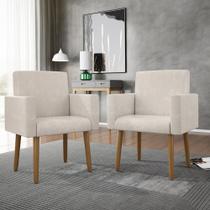 Kit 02 Poltronas Decorativa Sala Oferta - Balaqui Decor Bege