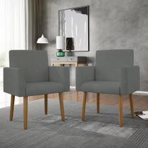 Kit 02 Poltronas Decorativa Sala Oferta - Balaqui Decor Cinza
