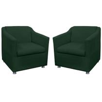 Kit 02 Poltronas Decorativa Tilla Pés Cromados Suede Verde - DS Estofados