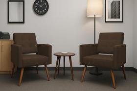 Kit 02 Poltronas Decorativa Vanessa Pés Madeira Suede Marrrom Kit 02 Poltronas Decorativa Vanessa Pés Madeira Suede Marrrom