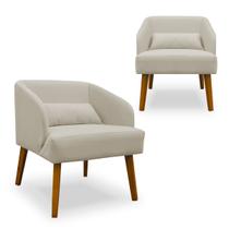 Kit 02 Poltronas Decorativa Virgínia Veludo Bege - Montanaris Decor