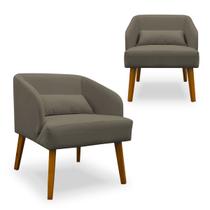 Kit 02 Poltronas Decorativa Virgínia Veludo Cappuccino - Montanaris Decor