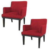 Kit 02 Poltronas Decorativa Vitória Sala e Recepção Suede Vermelho - DS Móveis