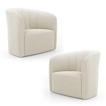 Kit 02 Poltronas Decorativas Abby Bouclê Bege - Abmaza