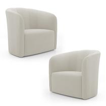 Kit 02 Poltronas Decorativas Abby Veludo Bege Claro - Desk Design Kit 02 Poltronas Decorativas Abby Veludo Bege Claro - Desk Design