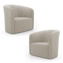Kit 02 Poltronas Decorativas Abby Veludo Bege - Desk Design