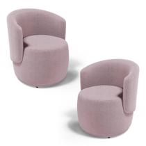 Kit 02 Poltronas Decorativas Aisha Orgânica Bouclê Rosê - Abmaza