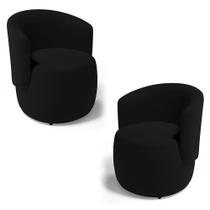 Kit 02 Poltronas Decorativas Aisha Orgânica Suede Preto - Desk Design Kit 02 Poltronas Decorativas Aisha Orgânica Suede Preto - Desk Design