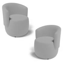 Kit 02 Poltronas Decorativas Aisha Orgânica Veludo Cinza Claro - Desk Design Kit 02 Poltronas Decorativas Aisha Orgânica Veludo Cinza Claro - Desk Design