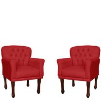 Kit 02 Poltronas Decorativas Anita Pés Luis XV Suede Vermelho - DS Estofados Kit 02 Poltronas Decorativas Anita Pés Luis XV Suede Vermelho - DS Estofados