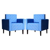 Kit 02 Poltronas Decorativas Azul Leticia Slim Linho Composê Estampas Exclusivas Ds Estofados Kit 02 Poltronas Decorativas Azul Leticia Slim Linho Composê Estampas Exclusivas Ds Estofados