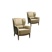 Kit 02 Poltronas Decorativas Base Madeira Lorena Composê B-98/B-68 - Domi