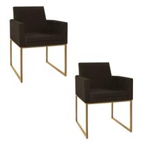 Kit 02 Poltronas Decorativas Bellinha Base de Ferro Dourado Corano - Amarena Móveis