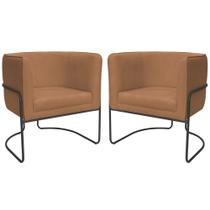 Kit 02 Poltronas Decorativas Betina Base Aço Preto Bouclé Terracota - Nexta Casa Kit 02 Poltronas Decorativas Betina Base Aço Preto Bouclé Terracota - Nexta Casa