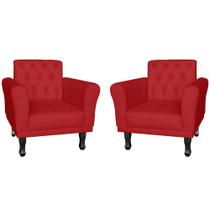 Kit 02 Poltronas Decorativas Classic Pés Luis XV Suede Vermelho - DS Estofados Kit 02 Poltronas Decorativas Classic Pés Luis XV Suede Vermelho - DS Estofados