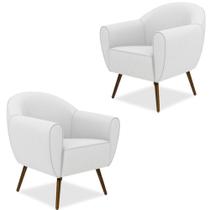 Kit 02 Poltronas Decorativas com Pés Palito Nina Corano Branco C-12 - Lyam Decor Kit 02 Poltronas Decorativas com Pés Palito Nina Corano Branco C-12 - Lyam Decor