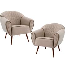 Kit 02 Poltronas Decorativas com Pés Palito Nina Rústico Tressê D-470 - Lyam Decor Kit 02 Poltronas Decorativas com Pés Palito Nina Rústico Tressê D-470 - Lyam Decor