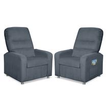 Kit 02 Poltronas Decorativas Do Papai Reclinável Confortável Suede Azul Turquesa LM Decor