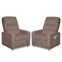Kit 02 Poltronas Decorativas Do Papai Reclinável Confortável Suede Cappuccino LM Decor
