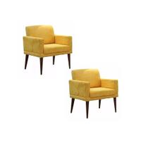 Kit 02 Poltronas Decorativas Emília Pés Palito Suede - DS Estofados