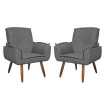 Kit 02 Poltronas Decorativas Emília Plus Suede Várias Cores - DS Estofados.