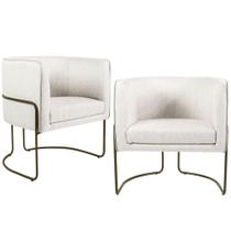 Kit 02 Poltronas Decorativas Fixa Base de Aço Bronze Betina Linho Creme A-48 - Lyam Decor Kit 02 Poltronas Decorativas Fixa Base de Aço Bronze Betina Linho Creme A-48 - Lyam Decor