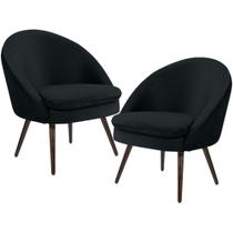 Kit 02 Poltronas Decorativas Fixa Pés Palito Rafa C06 Veludo Preto C-300 - Lyam Decor Kit 02 Poltronas Decorativas Fixa Pés Palito Rafa C06 Veludo Preto C-300 - Lyam Decor