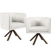 Kit 02 Poltronas Decorativas Giratória Base Giromad Betina D02 Linho Creme A-48 - Lyam Decor Kit 02 Poltronas Decorativas Giratória Base Giromad Betina D02 Linho Creme A-48 - Lyam Decor