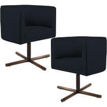 Kit 02 Poltronas Decorativas Giratória Base X Betina D02 Corano Preto C-05 - Lyam Decor Kit 02 Poltronas Decorativas Giratória Base X Betina D02 Corano Preto C-05 - Lyam Decor
