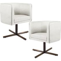 Kit 02 Poltronas Decorativas Giratória Base X Betina D02 Linho Bege B-443 - Lyam Decor Kit 02 Poltronas Decorativas Giratória Base X Betina D02 Linho Bege B-443 - Lyam Decor