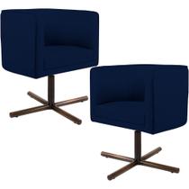 Kit 02 Poltronas Decorativas Giratória Base X Betina D02 Veludo Azul Oxford D-304 - Lyam Decor Kit 02 Poltronas Decorativas Giratória Base X Betina D02 Veludo Azul Oxford D-304 - Lyam Decor