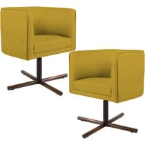 Kit 02 Poltronas Decorativas Giratória Base X Betina D02 Veludo Mostarda D-260 - Lyam Decor Kit 02 Poltronas Decorativas Giratória Base X Betina D02 Veludo Mostarda D-260 - Lyam Decor