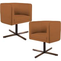 Kit 02 Poltronas Decorativas Giratória Base X Betina D02 Veludo Telha D-292 - Lyam Decor Kit 02 Poltronas Decorativas Giratória Base X Betina D02 Veludo Telha D-292 - Lyam Decor