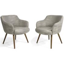 Kit 02 Poltronas Decorativas Jade Pés Palito Linho Mesclado Cinza/Bege - Nexta Casa Kit 02 Poltronas Decorativas Jade Pés Palito Linho Mesclado Cinza/Bege - Nexta Casa