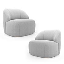 Kit 02 Poltronas Decorativas Kaya Orgânica Bouclê Cinza Claro - Abmaza