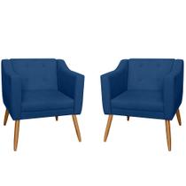 Kit 02 Poltronas Decorativas Lavinia Pés Palito Suede Azul Marinho - DS Estofados Kit 02 Poltronas Decorativas Lavinia Pés Palito Suede Azul Marinho - DS Estofados