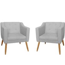 Kit 02 Poltronas Decorativas Lavinia Pés Palito Suede Branco - DS Estofados Kit 02 Poltronas Decorativas Lavinia Pés Palito Suede Branco - DS Estofados