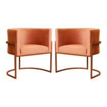 Kit 02 Poltronas Decorativas Luana Base em Metal Bronze Veludo - MALTA DECOR