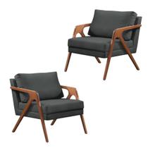 Kit 02 Poltronas Decorativas Madeira Maciça Luxo Mona - Zahav Estofados